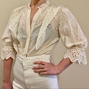 Cream Eyelet Blouse | Size S